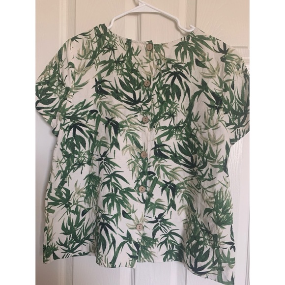 J Jill Linen Blend Bamboo Print Shirt Size Medium - Picture 2 of 4